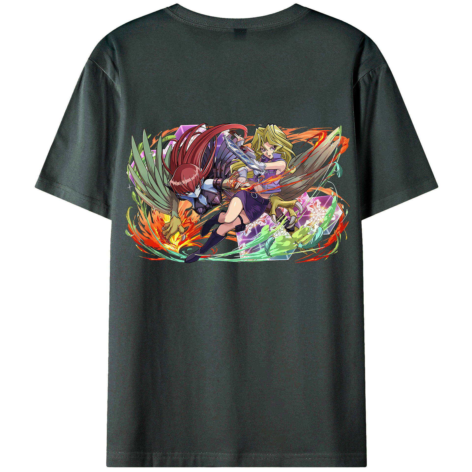 （画像用） 遊☆戯☆王 Yu-Gi-Oh! 綿100％ メンズ半袖Tシャツ（バックプリント） 通気性